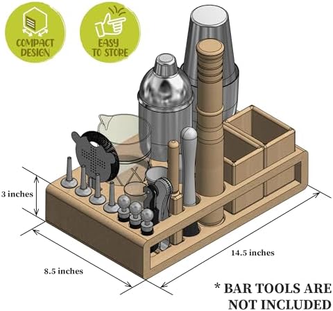Barillio Black Bamboo Stand for Bartender Kit Storage (Bar Tools are Not Included) | Cocktail Shaker Set Wood Holder | Perfect Match with Barillio Complete Bar Tool Set