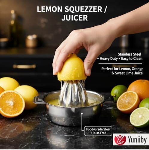 Stainless Steel Lemon Squeezer Manual Citrus Juicer | Hand Press for Lemons, Limes & Small Oranges | Heavy-Duty Fruit Juicer Kitchen Tool