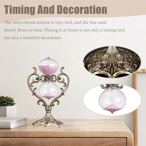 Sand Timer 30 Minutes,Hour Glass,Metal Vintage Hourglass,Hourglass Decor,for Home Decoration Office Desk Wedding Party Decor Kitchen Timer (FCopper Heart, 30 Min)
