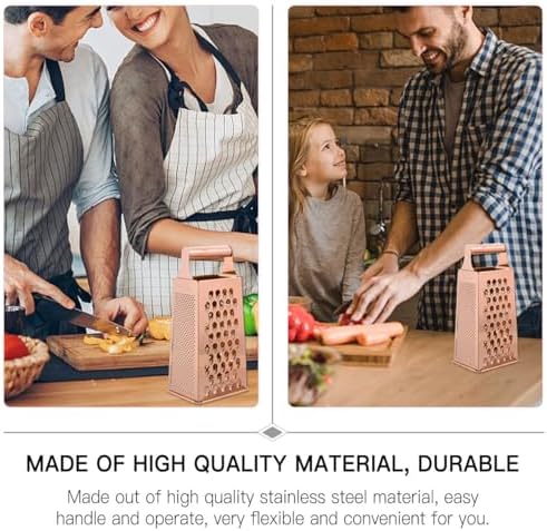 DOITOOL Professional Cheese Grater, Box Grater for Cheese Stainless Steel Vegetable Slicer 4 Sided Food Shredder Food Slicer for Vegetables, Ginger, Potatoes, Rose Golden