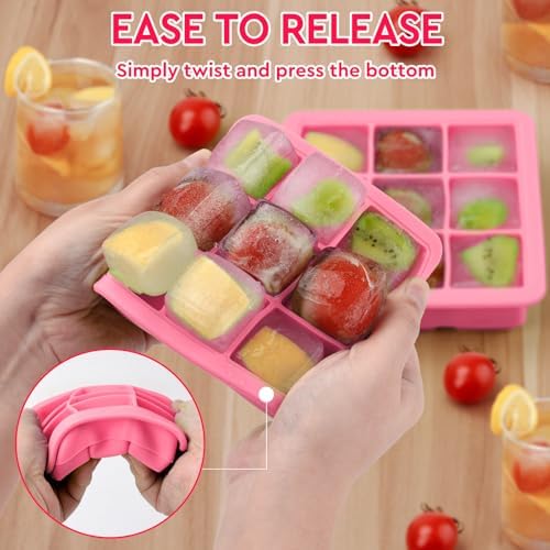 Small Ice Cube Trays for Freezer, Silicone Ice Cube Tray with Lid