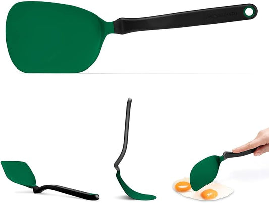 Dreamfarm Chopula Spatula with Strong Chopping Edge - Forest Green | Non-stick cookware safe, heat resistant, thin, flexible flipper, turner and food chopper with sit-up, no-mess handle, 12"