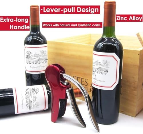 KAYCROWN Professional Zinc Alloy Power Wine Opener Corkscrew Built-in Foil Cutter Premium Lever Corkscrew Waiter Wine Opener Kit Bottle Opener