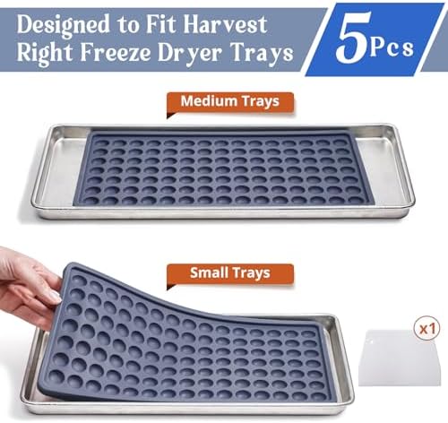 Webake 5Pcs Silicone Tray Dividers for Harvest Right Small and Medium Trays, 1.3ml for Yogurt Bites & Candy Pieces, LFGB Platinum Silicone with Scraper