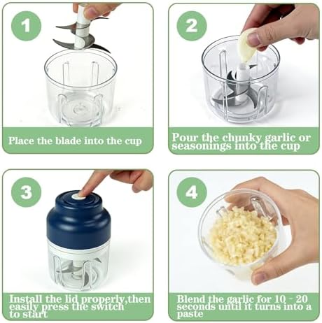 Kuars Gvni Wireless Garlic Chopper 11.26oz Mini Electric Food Processor Portable Small Blender for Chili Scallion Garlic Minced Meat Herbs (Green)