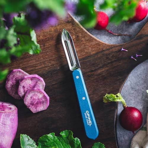 Opinel No. 115 Essential Stationary Peeler, Hornbeam Wood (Blue)