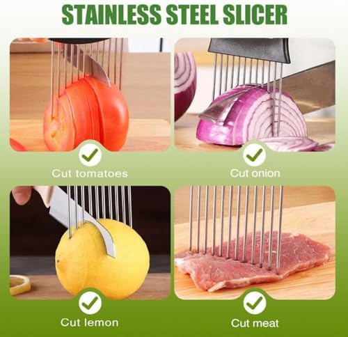 Stainless Steel Vegetable Slicer - Onion & Potato Cutter, Lemon Slicer, Kitchen Chopper Assistant Tool (2, Style3)