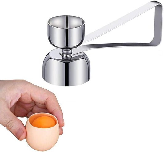Stainless Steel Egg Cracker Separator, Topper & Opener for Raw, Soft or Hard Boiled Eggs