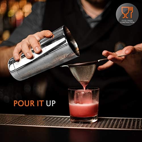 NutriChef Mixology Bartender Cocktail Shaker Set - Includes 15 & 30 oz Stainless Steel Shakers, 6 Bottle Pourers & More | Essential Martini Making Kit | Drink Mixing Set | 15 Piece Cocktail Bar Set