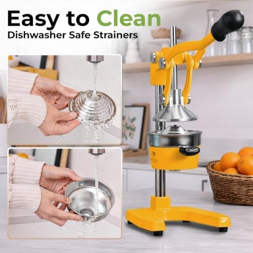 Zulay Kitchen Cast Iron Juicer - Heavy Duty Orange Juicer with Detachable Strainers for Easy Cleaning, Citrus Press for Citrus Fruits, Perfect for Bartenders, Juice Lovers & Health Enthusiasts