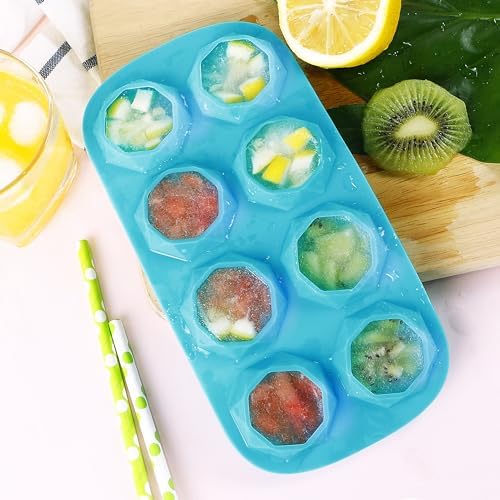 Webake 2 Pack Ice Cube Trays Diamond Shape 8 Cavity Reusable Silicone Ice Cube Mold, Crayons Wax Resin Chocolate Candy Molds