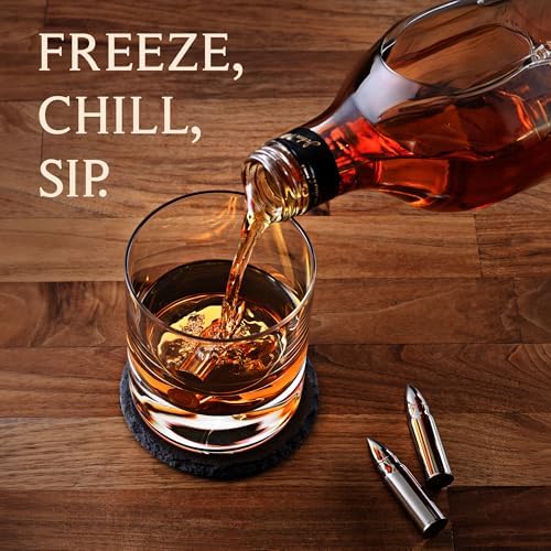 Mixology & Craft Premium Metal Ice Cubes | Stainless Steel Reusable Chilling Stones | Non-Melting Alternative for Whiskey, Scotch & Fine Spirits | Ideal Whiskey Stones Gift Set