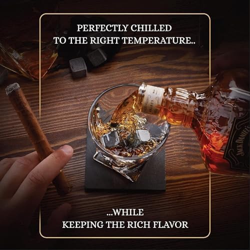 Whiskey Stones Gift Set by Royal Reserve – 8 Granite Chilling Rocks