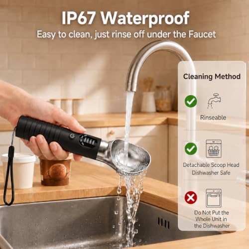 Heated Ice Cream Scoop with Removable Dishwasher Safe Head