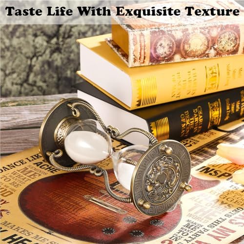 CNCJ Hourglass Timer Sand Clock 60 Minute: Brass Medieval Dragon White Sand Watch 60 Min, Large Reloj De Arena, Gothic Fantasy One Hour Sandglass for Gifts, Home, Desktop Decor
