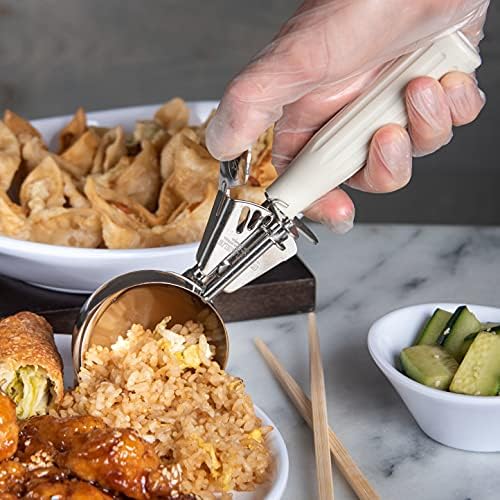 Carlisle FoodService Products 60300-10 Stainless Steel Portion Control Disher Scoop, 3.8 oz, Ivory