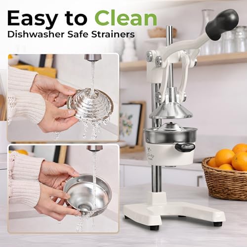 Zulay Kitchen Cast Iron Juicer - Heavy Duty Orange Juicer with Detachable Strainers for Easy Cleaning, Citrus Press for Citrus Fruits, Perfect for Bartenders, Juice Lovers & Health Enthusiasts