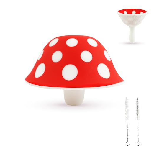 Silicone Mushroom Funnel, Small Mushroom Funnels for Kitchen Use Filling Bottles, Foldable Kitchen Funnel with 2 Cleaning Brushes, Cute Kitchen Gadgets Accessories Gifts for Mother's Day Birthday