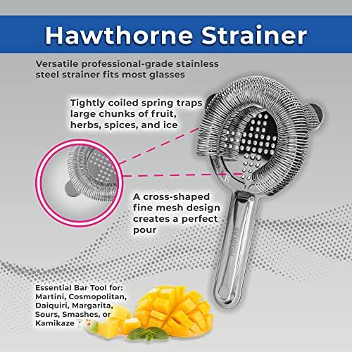 Bar Tool Set, Premium 6-Piece Bartender Tools – Effortlessly Mix Cocktails After a Long Day – Includes Jigger, Strainer, Muddler, Ice Tongs, Spoon, and Holder (Shaker Not Included)