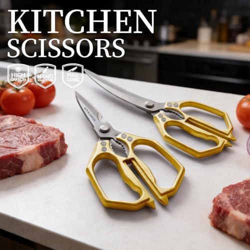 Kitchen Scissors - Kitchen Shears for Food, Sharp Meat Cutting Scissor, Heavy Duty Poultry Shear for Food, Japan Cooking Scissors, Chicken Shears Gifts for Men Women