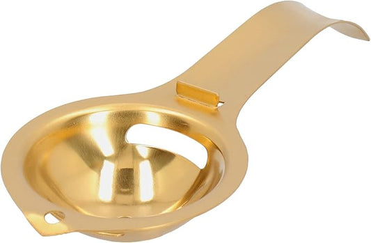 Stainless Steel Egg Yolk Separator with Long Handle, Egg Yolk White Separation Tool, Egg Strainer and Extractor for Cooking and Baking, Gold