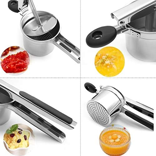 Potato Ricer Set with 3 Ricing Discs Premium Stainless Steel Fruit and Vegetable Masher for All Types of Potatoes Lump Free Potatoes, Easy to Use and Clean