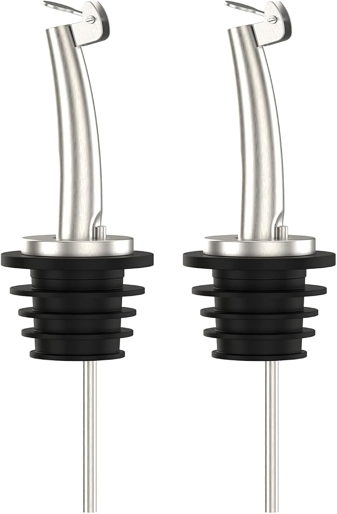 Axe Sickle 2 Pcs Oil Spout Liquor Bottle Pourer Spouts | Stainless Steel Olive Oil Dispenser Spout for About 3/4" Bottle Mouth, with Flip Top