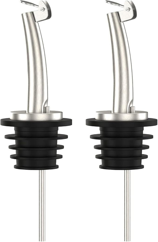Axe Sickle 2 Pcs Oil Spout Liquor Bottle Pourer Spouts | Stainless Steel Olive Oil Dispenser Spout for About 3/4" Bottle Mouth, with Flip Top