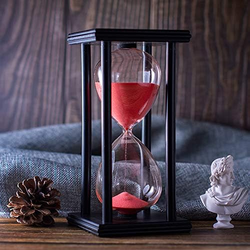 BELLAWARE Hourglass Timer with Red Sand, 45 Minute Wooden Sand Timer