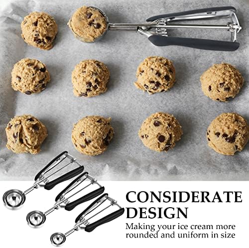 Yinder 4 Pcs Cookie Scoop Set Ice Cream Scooper Cookie Scoops for Baking Include 1/2 /3/4 Tbsp Stainless Steel Scooper with Trigger Release for Baking Cupcake Protein Balls Meatballs Muffin