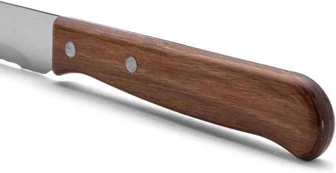Arcos Bread Knife 7 Inch Nitrum Stainless Steel and 170 mm blade. Obtain a great variety of cuts for your food. Ideal knife for daily domestic use. Series Latina. Color Brown.