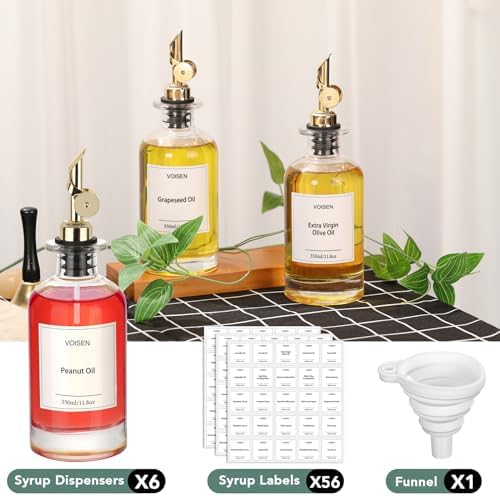 VOISEN Olive Oil Dispenser Bottle for Kitchen, Glass Oil Bottle Set of 6