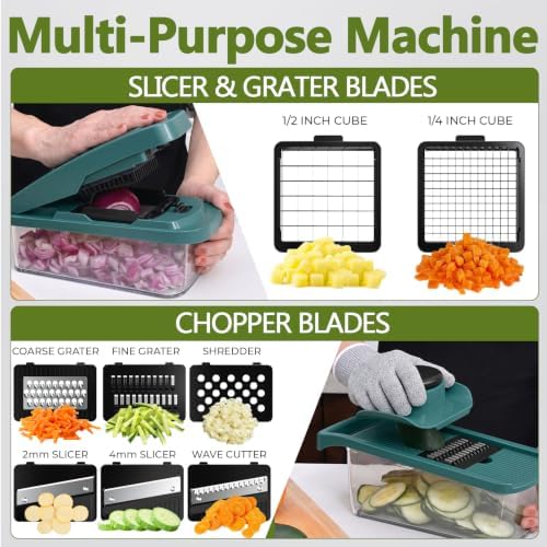Multifunctional Vegetable Chopper & Mandoline Slicer, Veggie Chopper