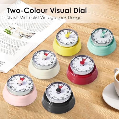 Visual Timer, Teeloray 60-Minute Countdown Timer with Magnetic Base (White)