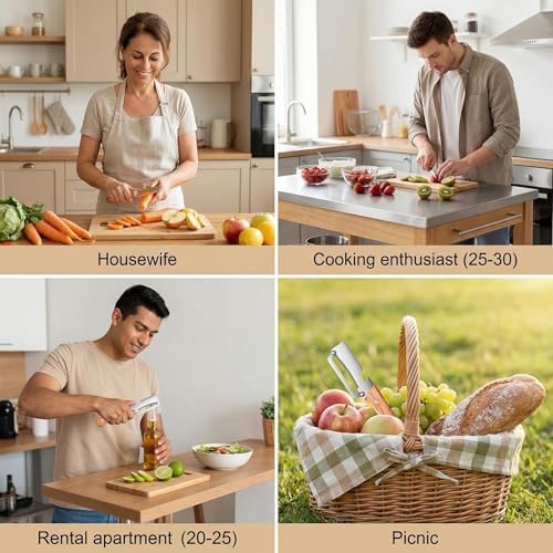 Multi-Functional Vegetable Peeler for Kitchen, New Ultra-Sharp Stainless Steel Blade with Wooden Handle and Bottle Opener, For Fruits and vegetables (1 Pcs)