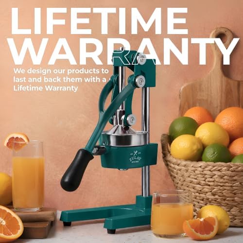 Zulay Kitchen Cast Iron Juicer - Heavy Duty Orange Juicer with Detachable Strainers for Easy Cleaning, Citrus Press for Citrus Fruits, Perfect for Bartenders, Juice Lovers & Health Enthusiasts