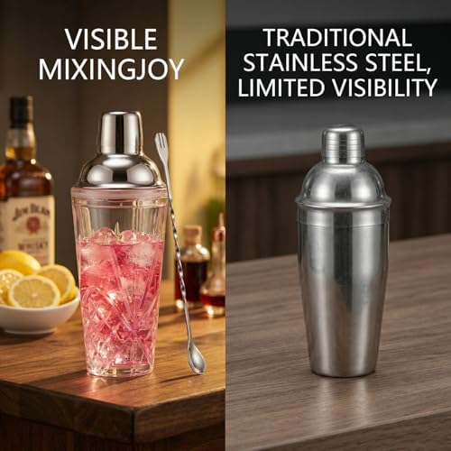 Glass Cocktail Shaker 14.5oz with Strainer