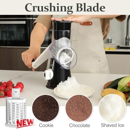 Cambom Rotary Cheese Grater Hand Crank Cheese Shredder, Black