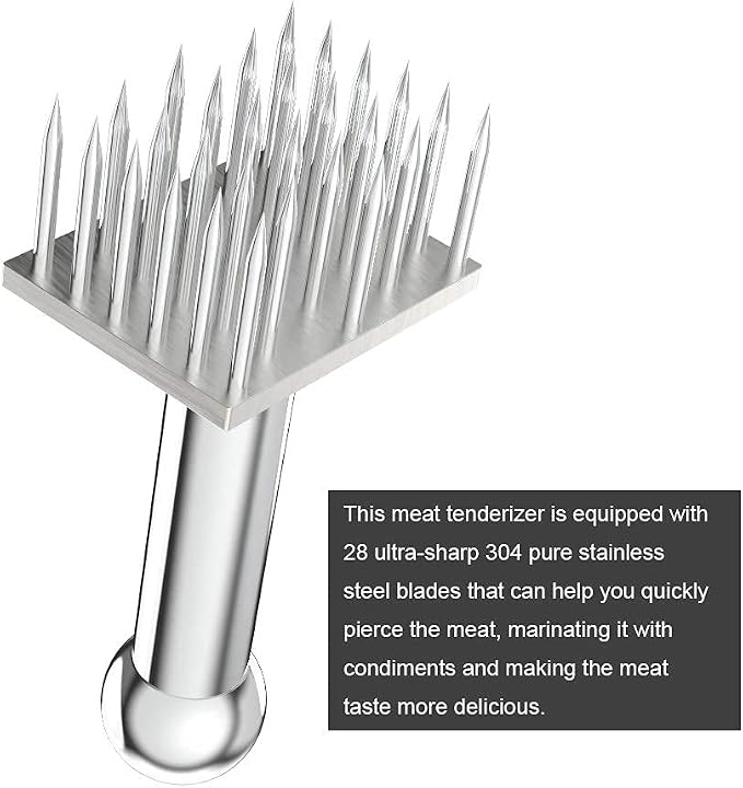 Bygytyo Heavy-Duty 28 Blades Stainless Steel Meat Tenderizer for Chicken, Steak, Beef, and Other Meats
