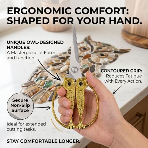 XSNBRD Kitchen Scissors Heavy Duty, Golden Stainless Steel Owl Shears.