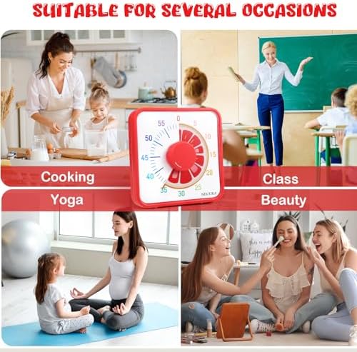 Secura 7.5-Inch Fruit Visual Timer for Kids, 60-Minute Countdown Timer for Classroom or Kitchen, Durable Mechanical Timer Clock with Magnetic Backing (Grapefruit)
