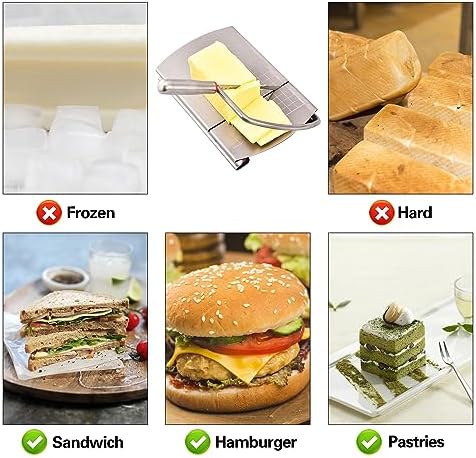 Stainless Steel Cheese Slicer - Cheese Cutter Board with Blade for Block Cheese, Handheld Cheese Cutters with Cut Grid Lines for Block Cheese Butter, Vegetables, Friut, 8.66x4.92in