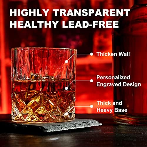 Whiskey Stones and Whiskey Glasses Set of 2, Cool Bourbon Gifts for Men