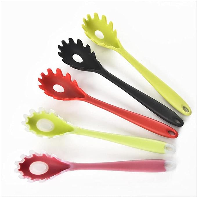 Silicone Pasta Fork, Spaghetti Server Tongs, Noodles Spoon, Eco Friendly and BPA Free - Red 1, 28.5x5.5x3.5cm