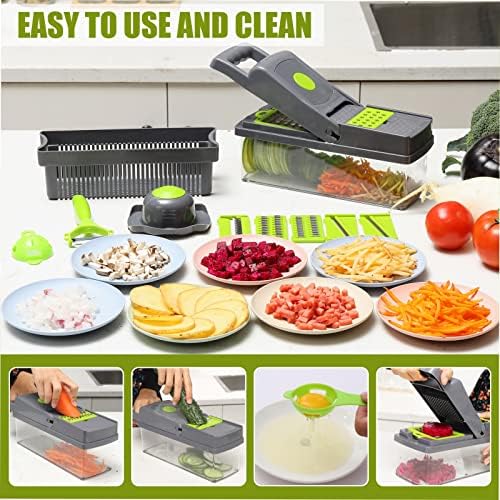 Vegetable Chopper,FIILNN 15-in-1 Food Chopper Onion Chopper Vegetable Slicer with Container,8Blades,Egg Separator,Colander Basket,Protective Gloves, is the perfect kitchen Gadget for cooking lovers.