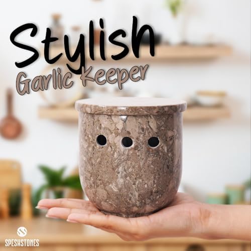 Marble Garlic Keeper With Lid for Kitchen Counter Decor