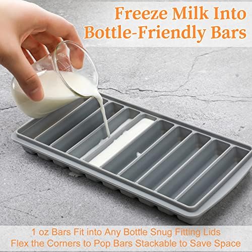 Eaasty 2 Pcs Breastmilk Freezer Storage Baby Food Milk Freezer Trays, Gray