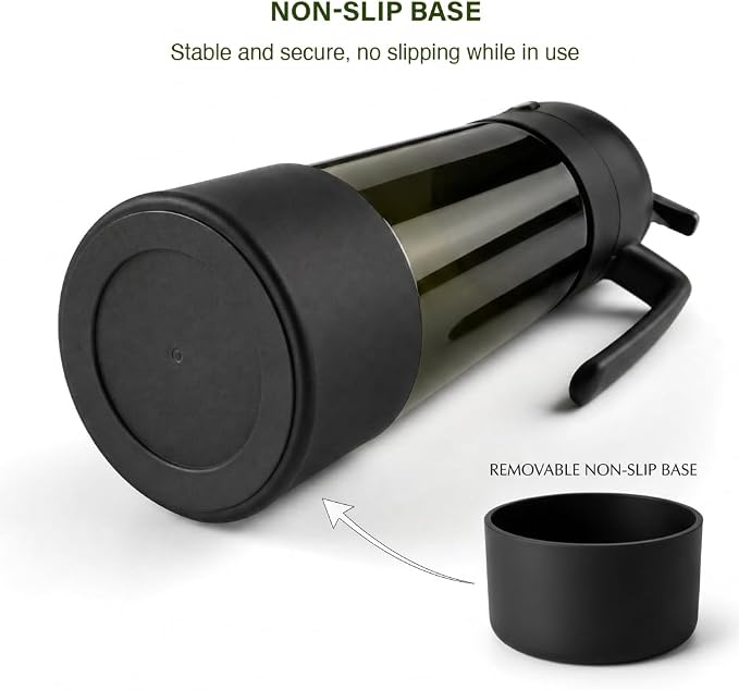 2-in-1 Oil Sprayer Dispenser, 16oz UV-Blocking Glass, Non-Slip | Extra Stability, Easy Refill, Refined Aesthetic
