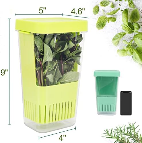 LUVCOSY 2 Pack Herb Keeper, BPA-Free Plastic Herb Saver with an Inner Basket for Cilantro, Mint, Parsley, and Asparagus, Keeps Fresh Herbs for 3 Times Longer