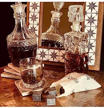 Set of 9 Whisky Chilling Stones Whisky Stone Pouches Natural Granite Premium Gift Cooling Stone